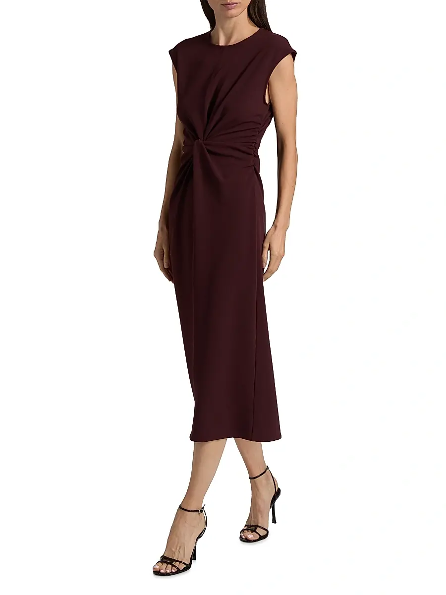 TANYA TAYLOR Women's Kimberly Scuba Twist Midi-Dress | Thumbnail 2 TANYA TAYLOR Women's Kimberly Scuba Twist Midi-Dress | Thumbnail 2