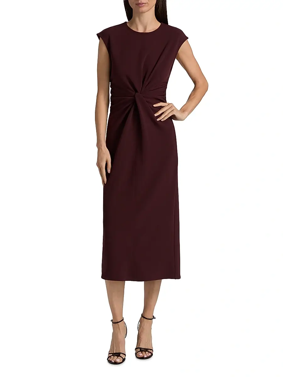 TANYA TAYLOR Women's Kimberly Scuba Twist Midi-Dress | Thumbnail 3 TANYA TAYLOR Women's Kimberly Scuba Twist Midi-Dress | Thumbnail 3