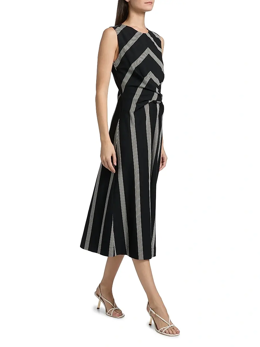 TANYA TAYLOR Women's Theo Striped Ponte Midi-Dress | Thumbnail 2