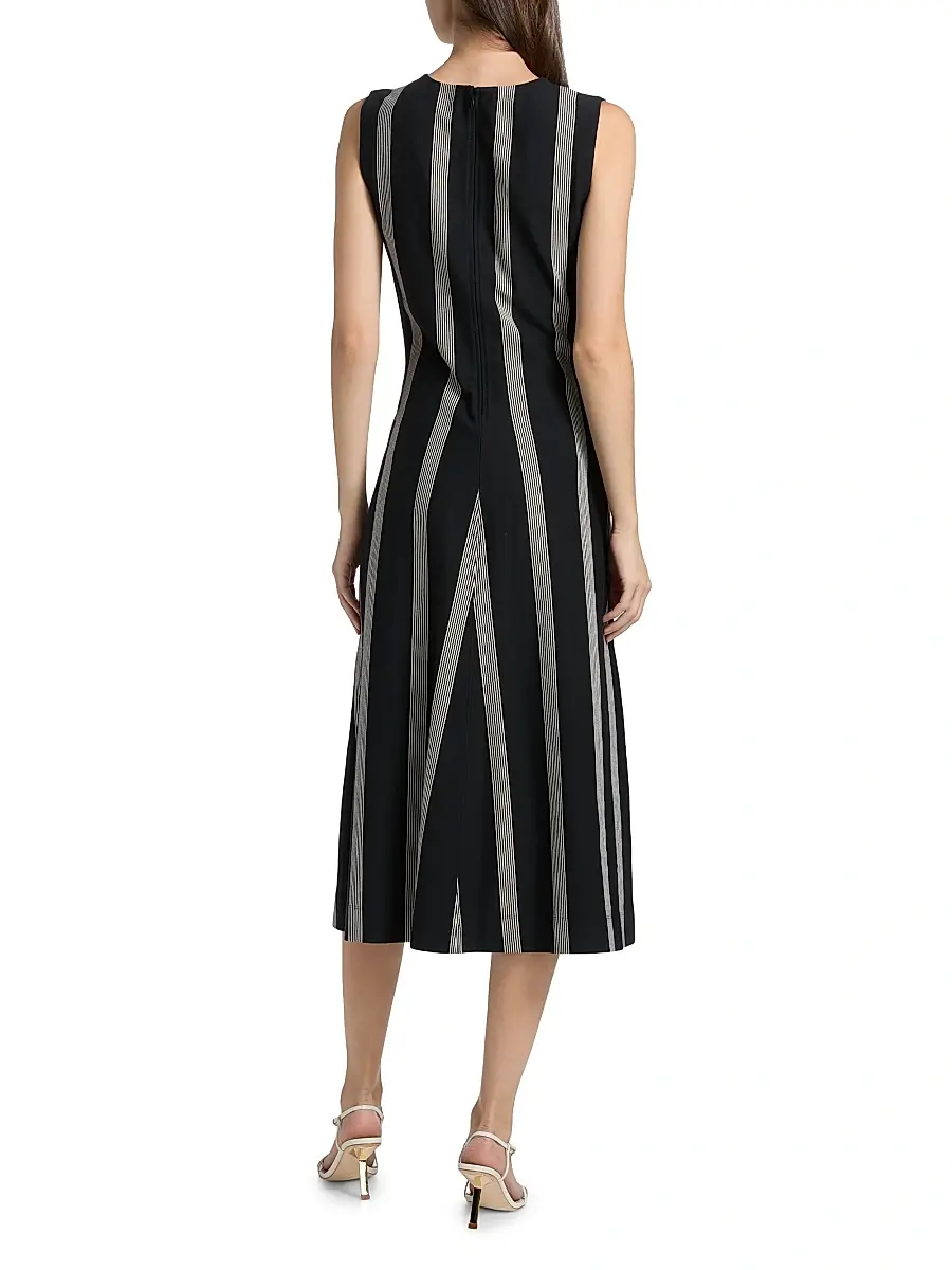 TANYA TAYLOR Women's Theo Striped Ponte Midi-Dress | Thumbnail 5