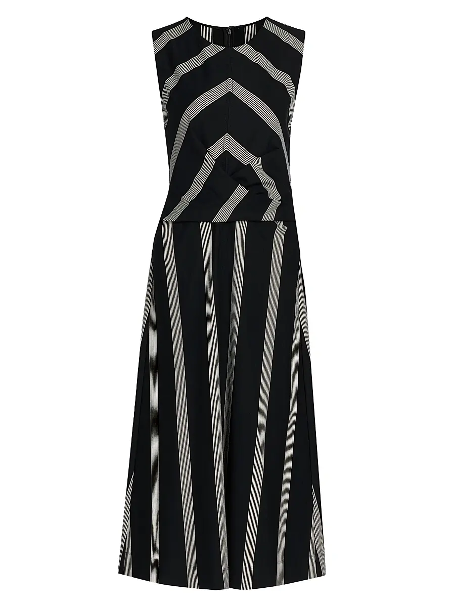 TANYA TAYLOR Women's Theo Striped Ponte Midi-Dress