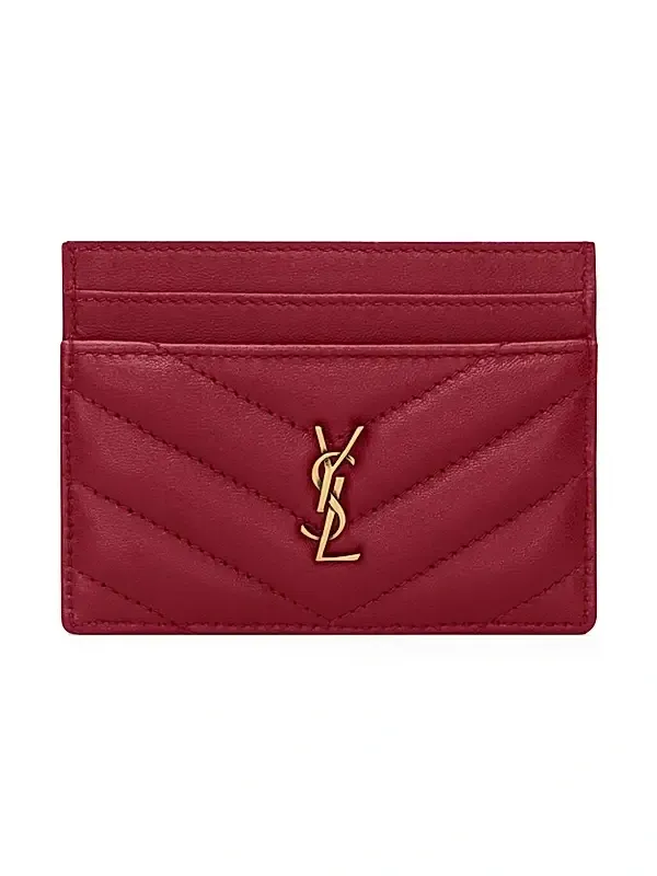 Women's Cassandre Card Case in Lambskin Leather - Deeply Red Women's Cassandre Card Case in Lambskin Leather - Deeply Red