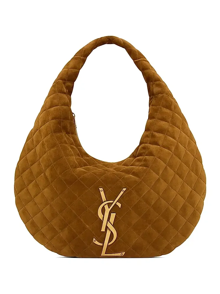 Women's Icare Hobo Bag in Quilted Suede - Caramel Cognac Women's Icare Hobo Bag in Quilted Suede - Caramel Cognac