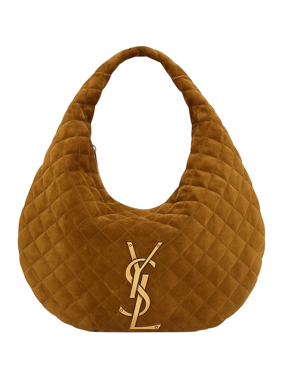 Saint Laurent Women's Icare Hobo Bag in Quilted Suede - Caramel Cognac