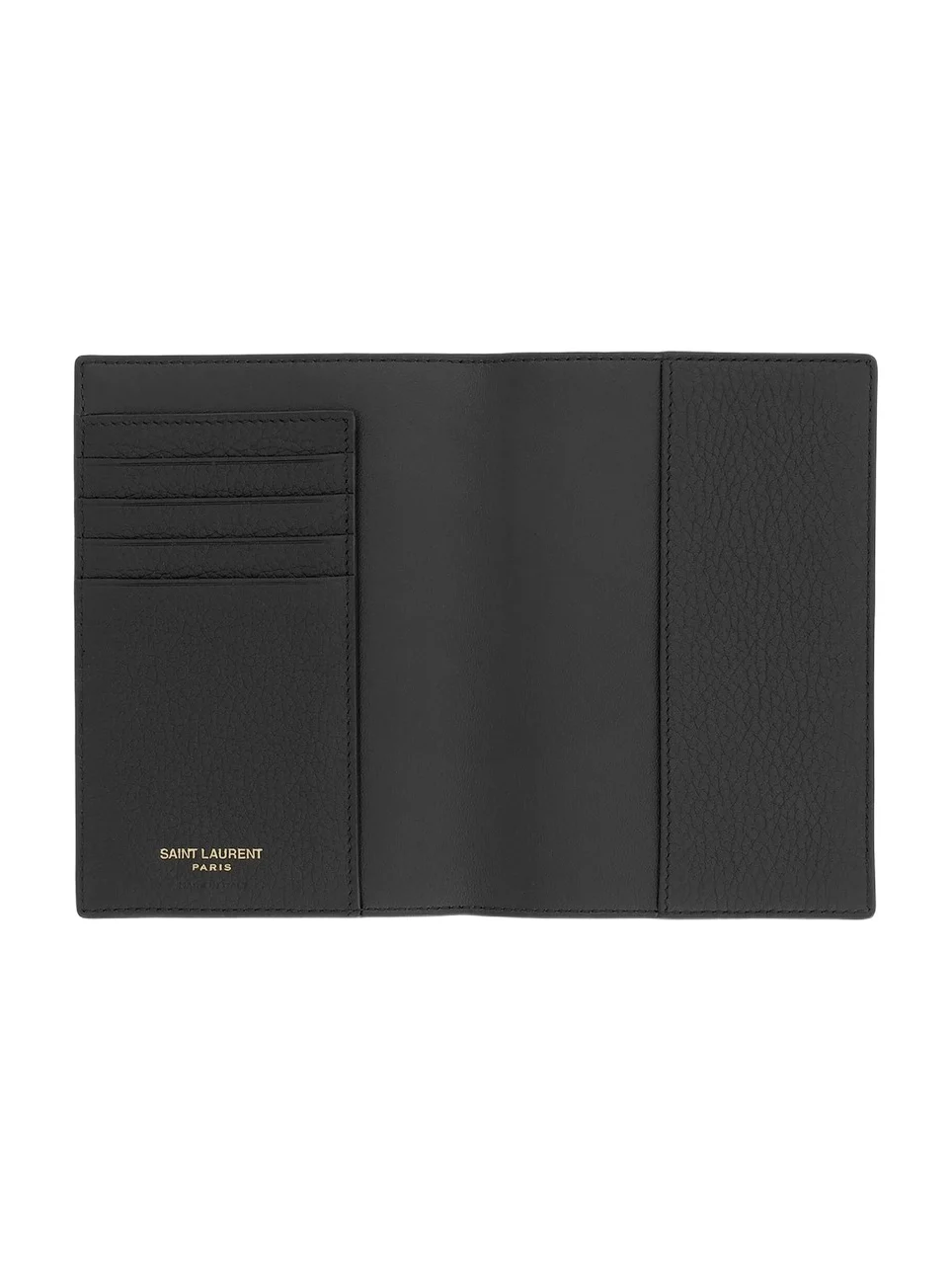 Saint Laurent Tiny Cassandre Passport Case in Grained Leather - Black