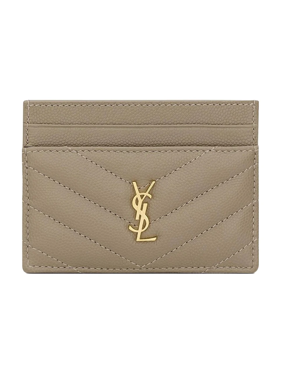 Saint Laurent Women's Cassandre Card Case in Grain De Poudre Leather