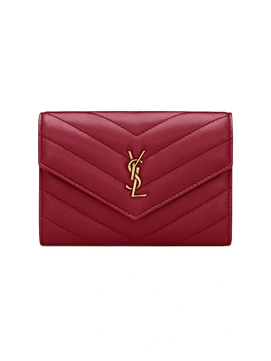 Saint Laurent Women's Cassandre Wallet in Lambskin Leather - Deeply Red | Image 1 Saint Laurent Women's Cassandre Wallet in Lambskin Leather - Deeply Red | Image 1