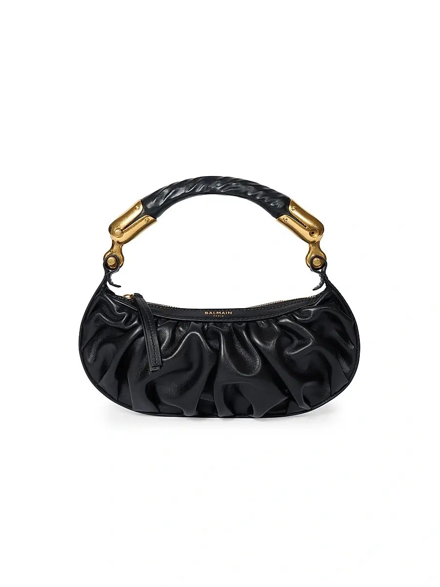 Balmain Women's Mini Ebene Leather Top Handle Bag - Noir | Image 1 Balmain Women's Mini Ebene Leather Top Handle Bag - Noir | Image 1