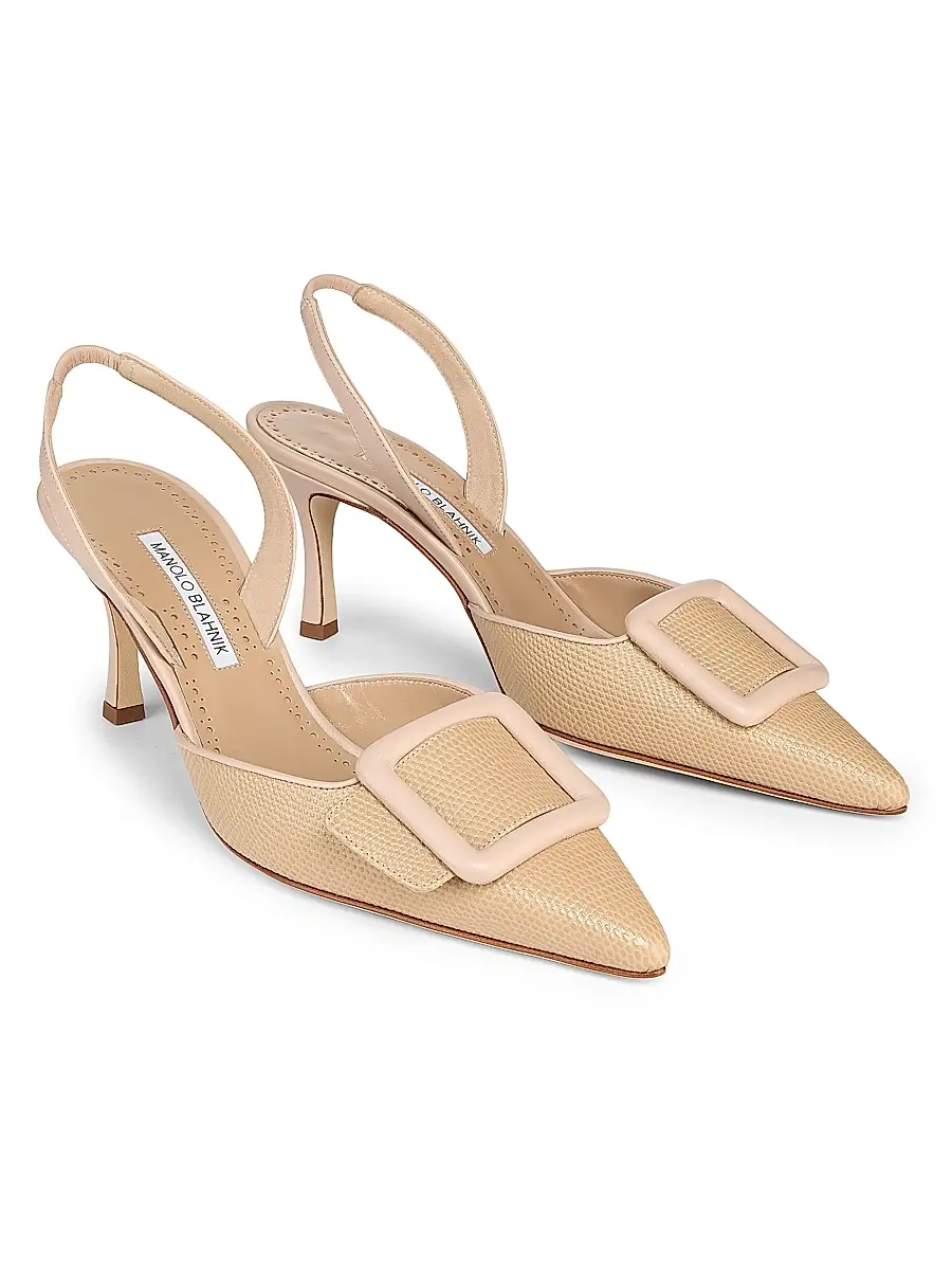 Manolo Blahnik Women's Mayslibi 70MM Textured Leather Slingback Pumps | Thumbnail 2 Manolo Blahnik Women's Mayslibi 70MM Textured Leather Slingback Pumps | Thumbnail 2