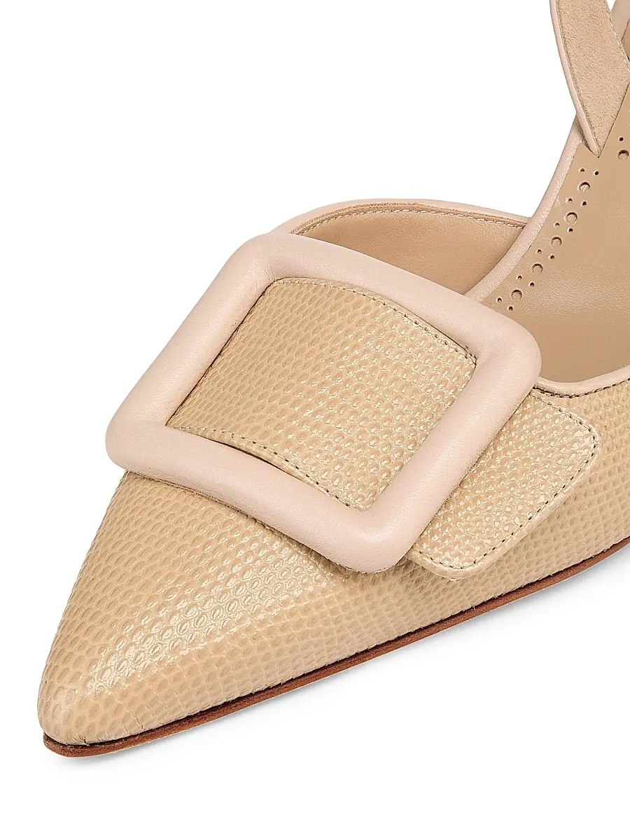 Manolo Blahnik Women's Mayslibi 70MM Textured Leather Slingback Pumps | Thumbnail 6 Manolo Blahnik Women's Mayslibi 70MM Textured Leather Slingback Pumps | Thumbnail 6