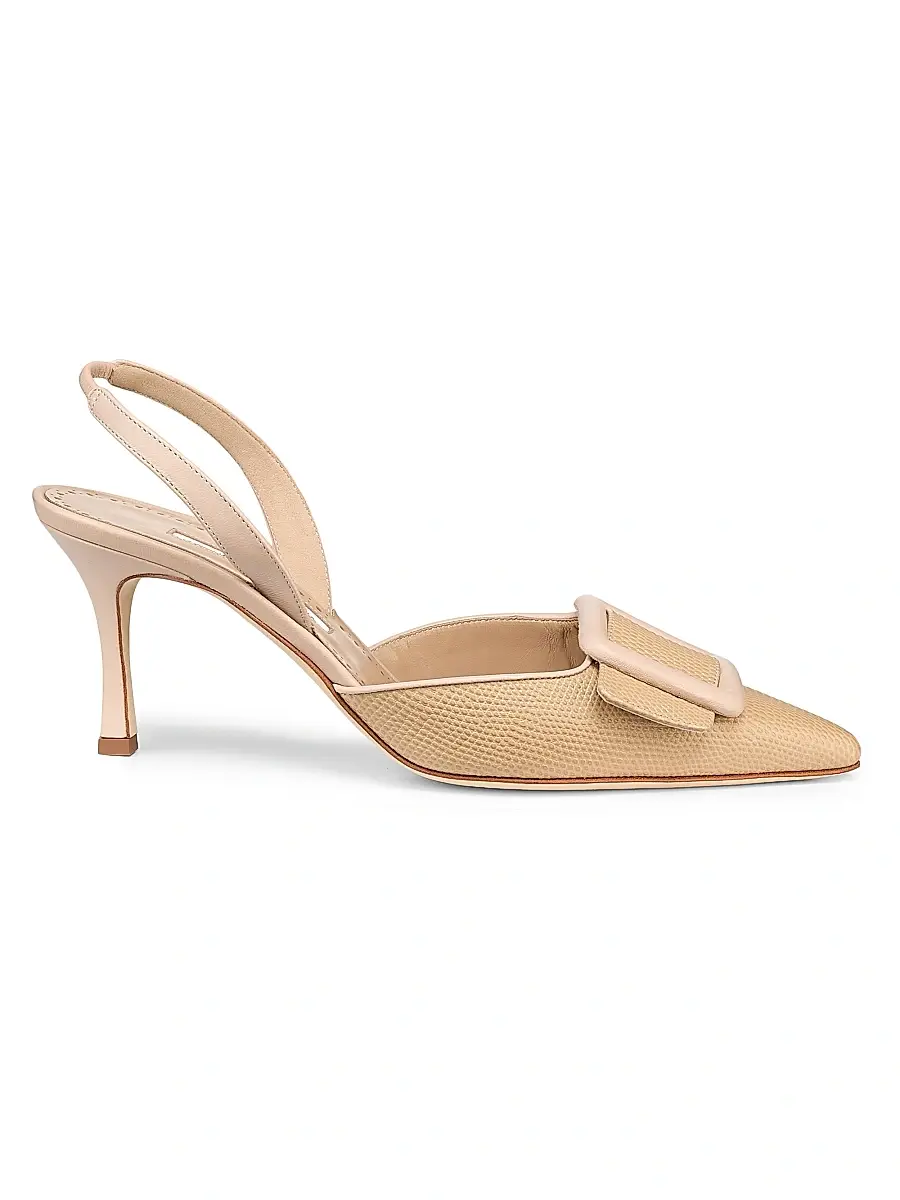 Women's Mayslibi 70MM Textured Leather Slingback Pumps Women's Mayslibi 70MM Textured Leather Slingback Pumps