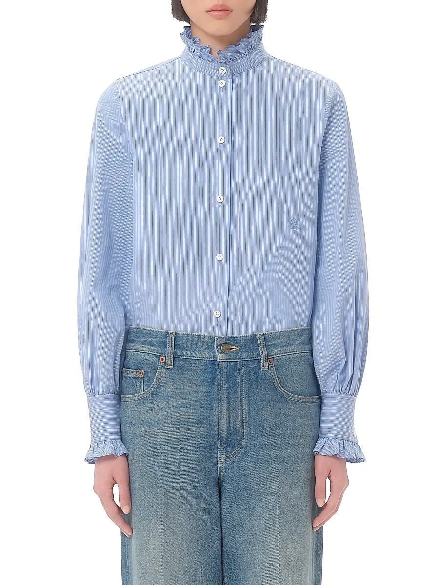 Valentino Women's Classic Stripe Popeline Shirt | Thumbnail 2