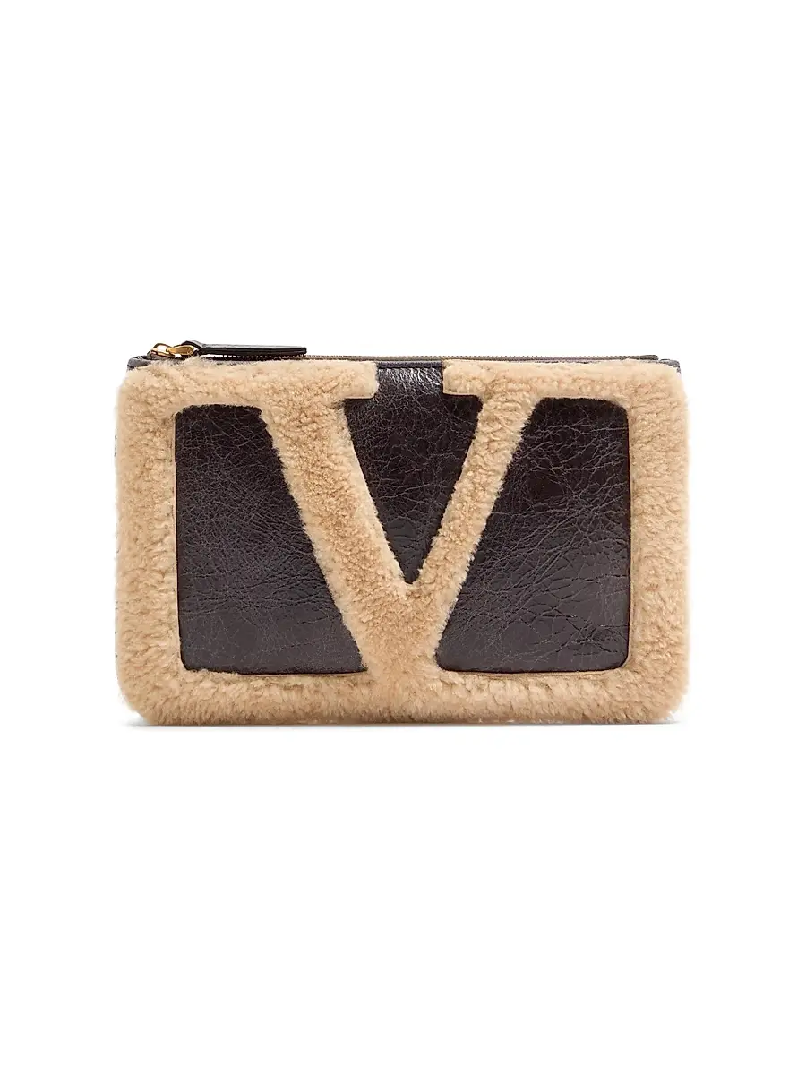 Valentino Garavani Women's Viva Superstar Sheepskin Pouch - Brown Beige | Image 1 Valentino Garavani Women's Viva Superstar Sheepskin Pouch - Brown Beige | Image 1