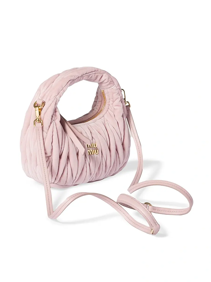 Miu Miu Women's Wander Matelassé Velvet Mini Top Handle Bag - Pink | Thumbnail 5