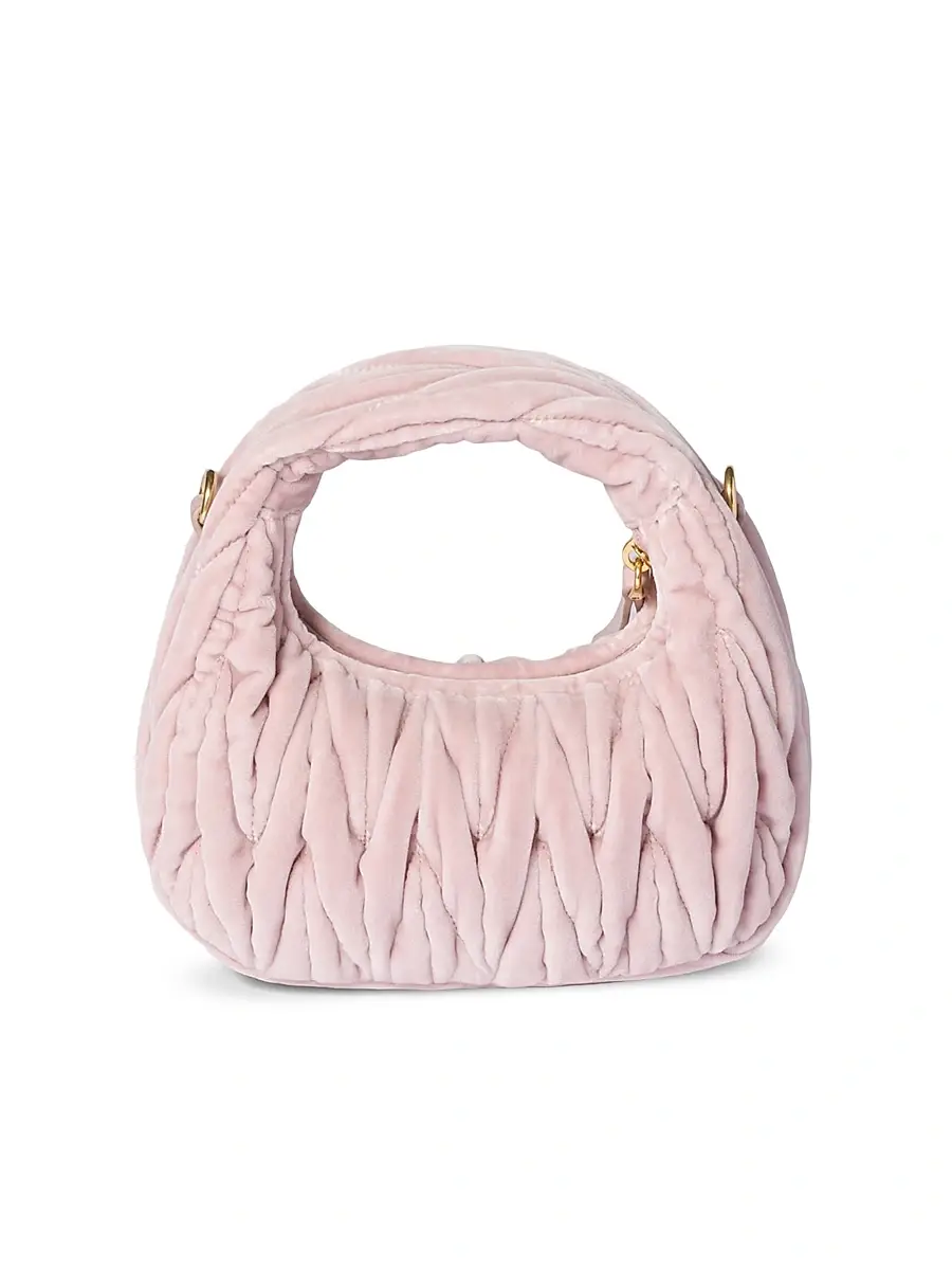 Miu Miu Women's Wander Matelassé Velvet Mini Top Handle Bag - Pink | Thumbnail 6