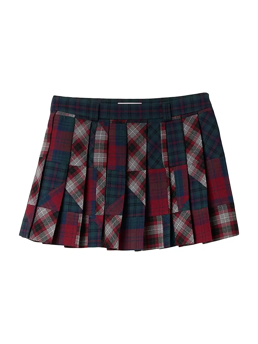 Miu Miu Women's Pleated Plaid Patchwork Miniskirt - Muilticolored | Image 1 Miu Miu Women's Pleated Plaid Patchwork Miniskirt - Muilticolored | Image 1