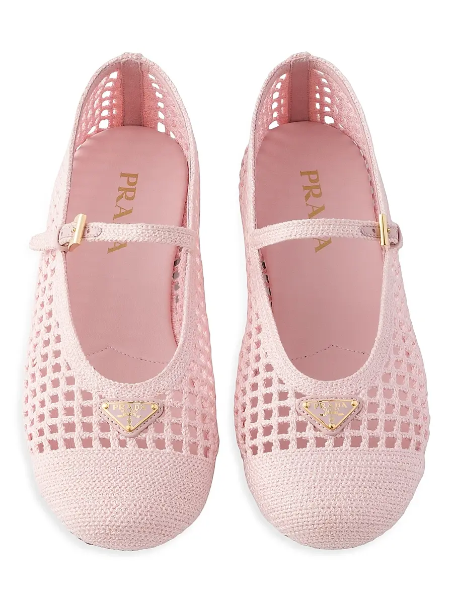 Prada Women's Crochet Ballerinas - Gold | Thumbnail 13 Prada Women's Crochet Ballerinas - Gold | Thumbnail 13