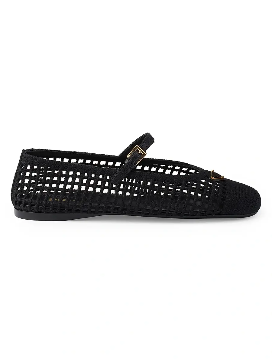 Prada Women's Crochet Ballerinas - Gold | Thumbnail 15 Prada Women's Crochet Ballerinas - Gold | Thumbnail 15