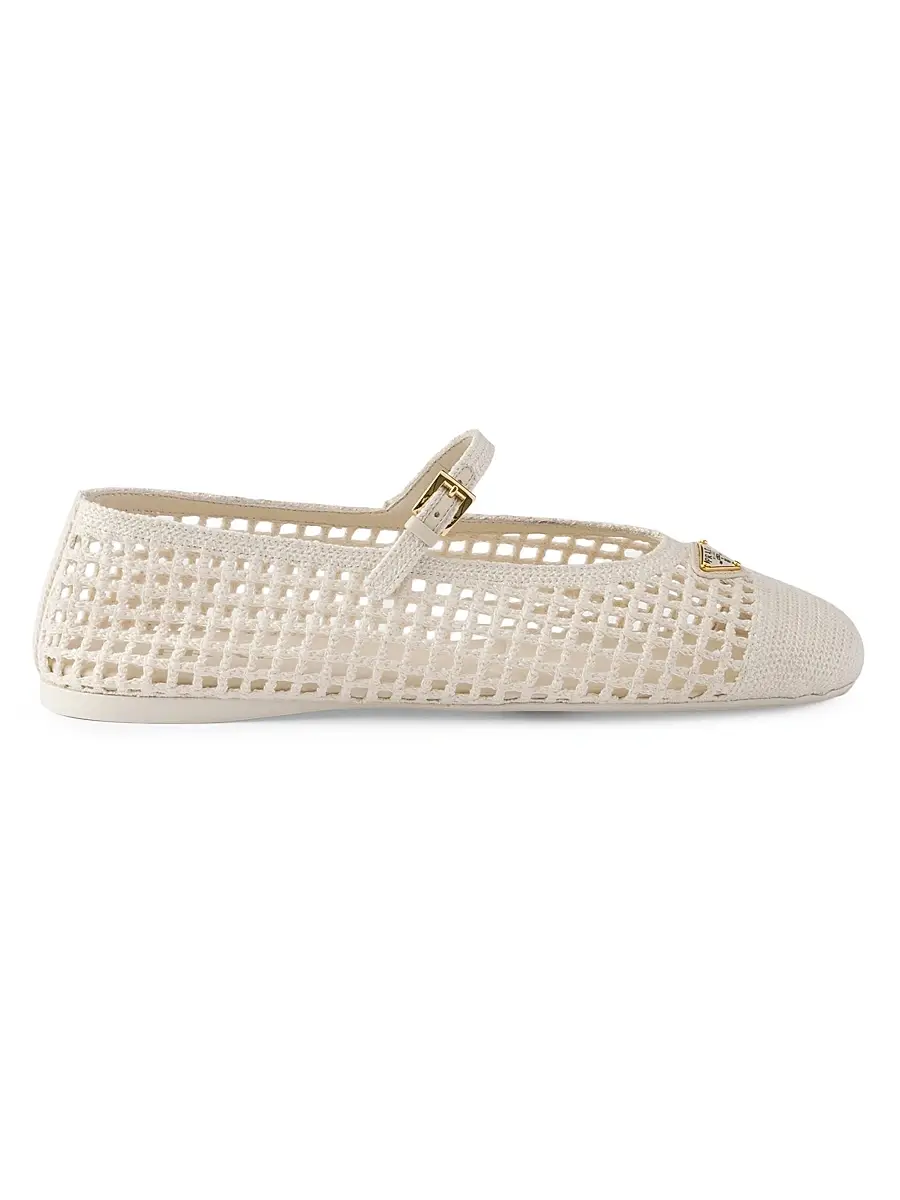 Prada Women's Crochet Ballerinas - Gold | Thumbnail 20 Prada Women's Crochet Ballerinas - Gold | Thumbnail 20