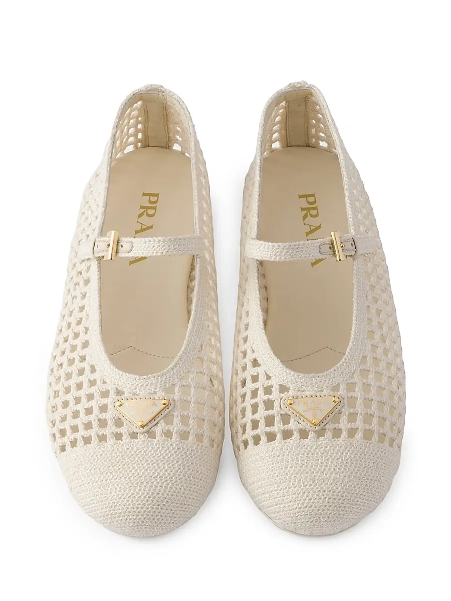 Prada Women's Crochet Ballerinas - Gold | Thumbnail 21 Prada Women's Crochet Ballerinas - Gold | Thumbnail 21
