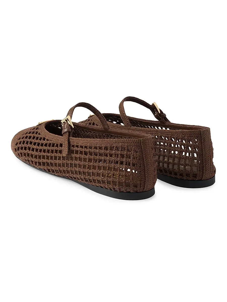 Prada Women's Crochet Ballerinas - Gold | Thumbnail 8 Prada Women's Crochet Ballerinas - Gold | Thumbnail 8