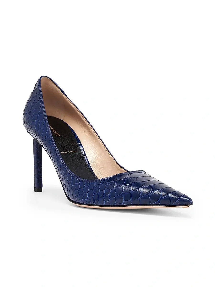 TOM FORD Women's 85MM Python-Embossed Stiletto Pumps - Sea Blue | Thumbnail 2 TOM FORD Women's 85MM Python-Embossed Stiletto Pumps - Sea Blue | Thumbnail 2