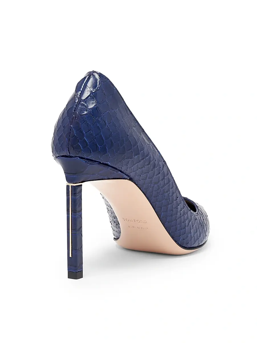 TOM FORD Women's 85MM Python-Embossed Stiletto Pumps - Sea Blue | Thumbnail 3 TOM FORD Women's 85MM Python-Embossed Stiletto Pumps - Sea Blue | Thumbnail 3