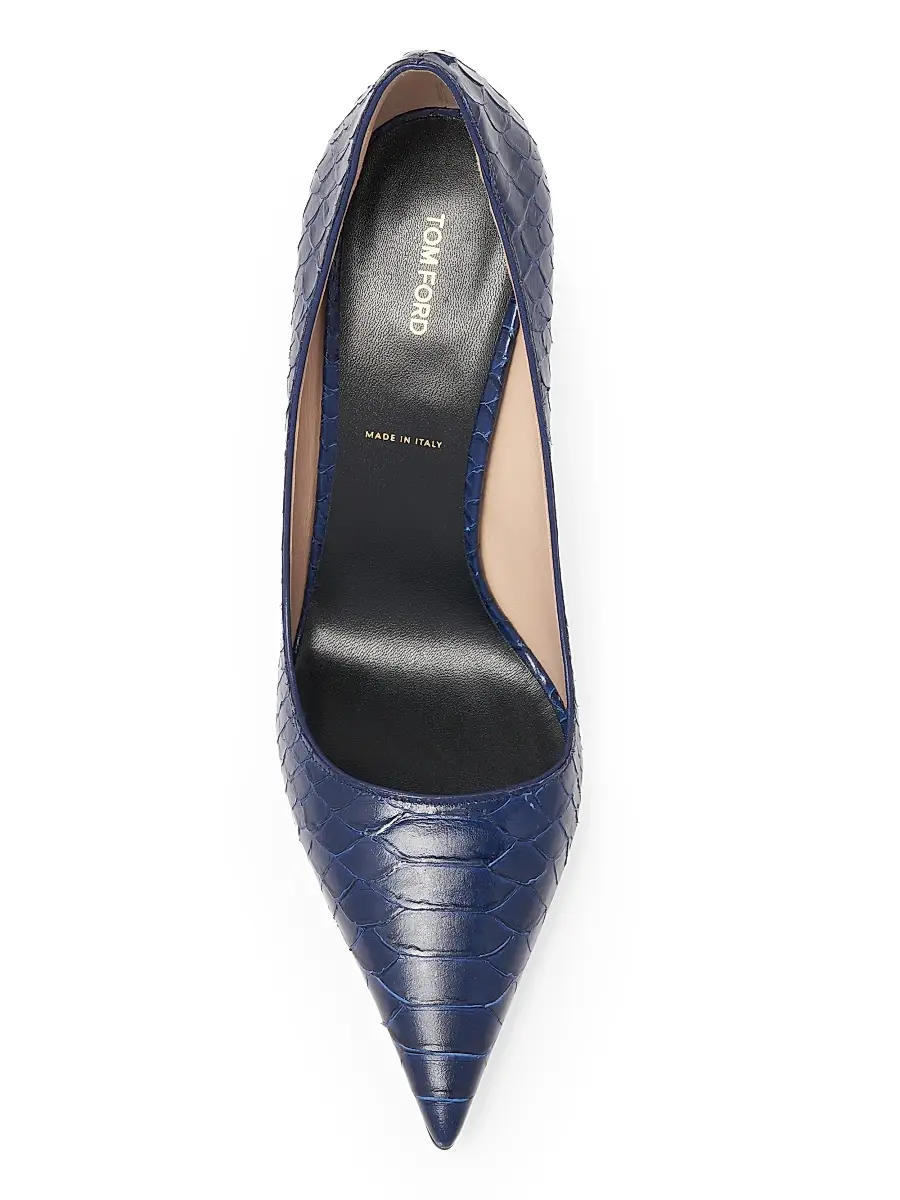 TOM FORD Women's 85MM Python-Embossed Stiletto Pumps - Sea Blue | Thumbnail 4 TOM FORD Women's 85MM Python-Embossed Stiletto Pumps - Sea Blue | Thumbnail 4