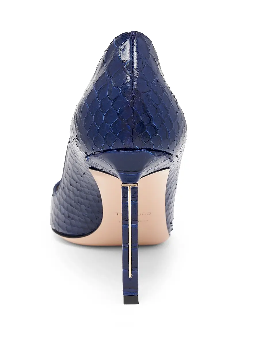 TOM FORD Women's 85MM Python-Embossed Stiletto Pumps - Sea Blue | Thumbnail 5 TOM FORD Women's 85MM Python-Embossed Stiletto Pumps - Sea Blue | Thumbnail 5