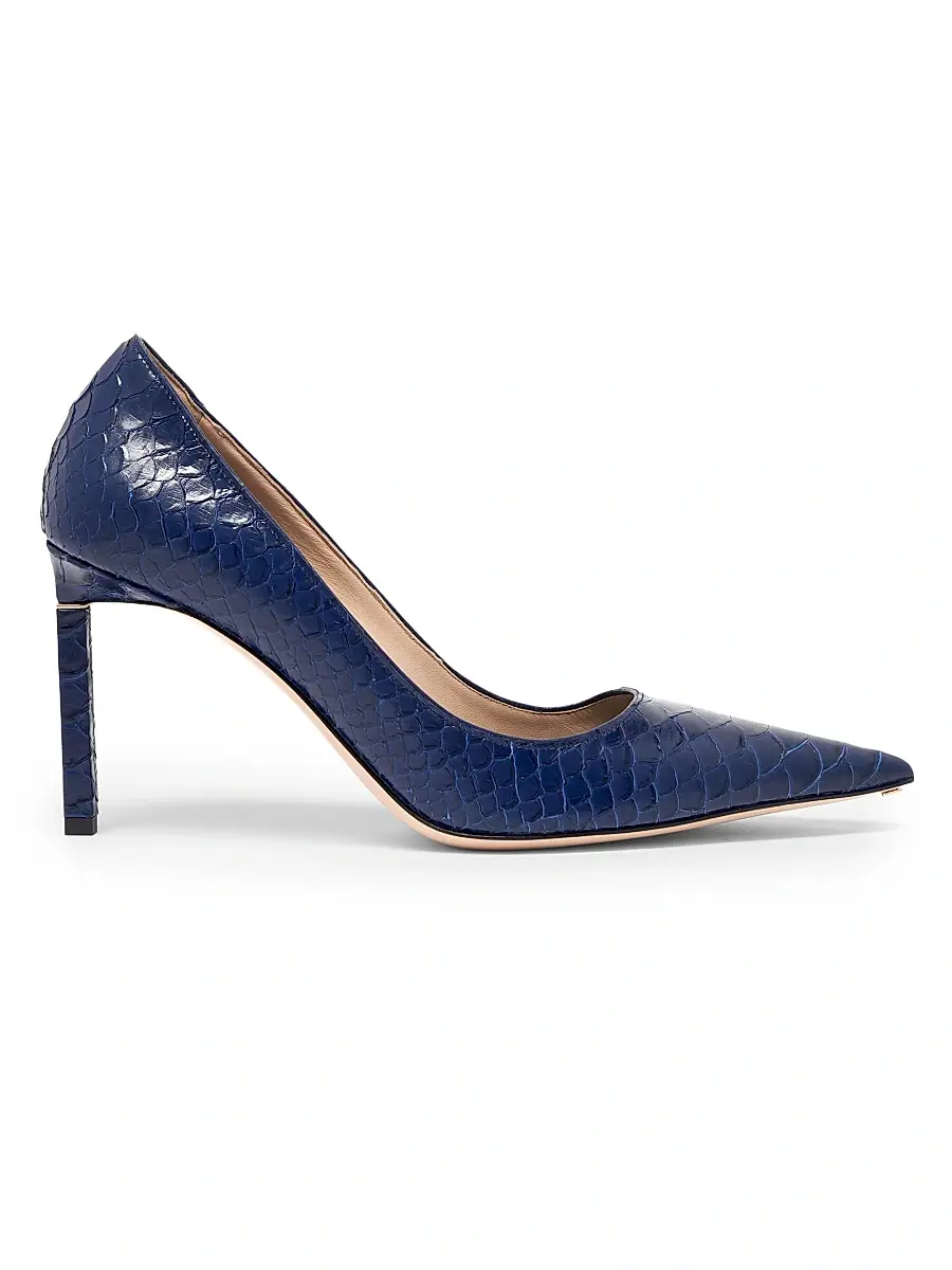 Women's 85MM Python-Embossed Stiletto Pumps - Sea Blue Women's 85MM Python-Embossed Stiletto Pumps - Sea Blue