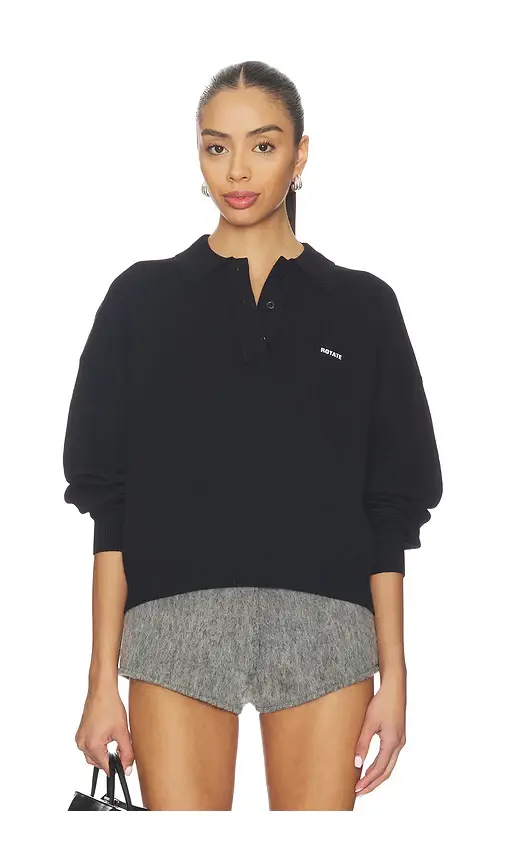 ROTATE Slinky Knit Polo | Image 1 ROTATE Slinky Knit Polo | Image 1