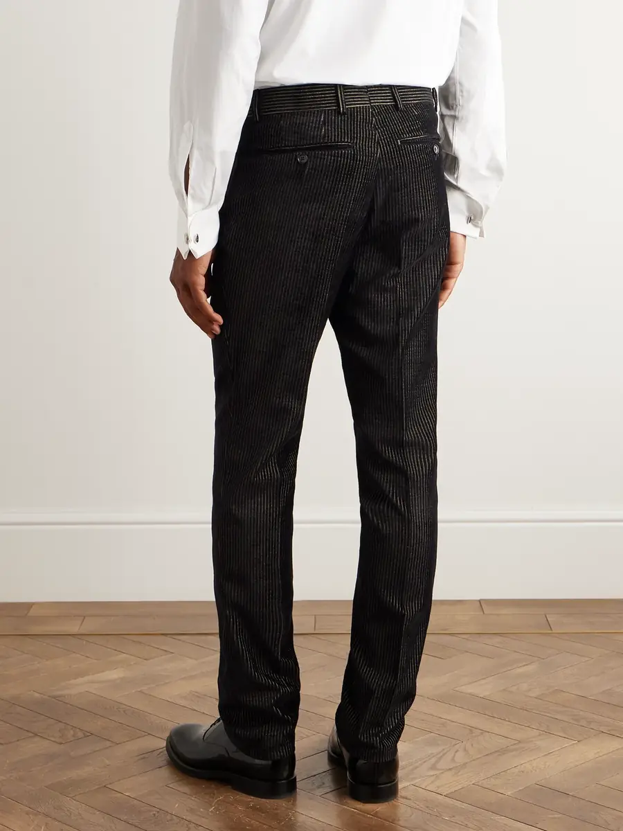 Tom Ford Dyllan Slim-Fit Tapered Striped Cotton-Blend Velvet Tuxedo Trousers - Men | Thumbnail 4 Tom Ford Dyllan Slim-Fit Tapered Striped Cotton-Blend Velvet Tuxedo Trousers - Men | Thumbnail 4