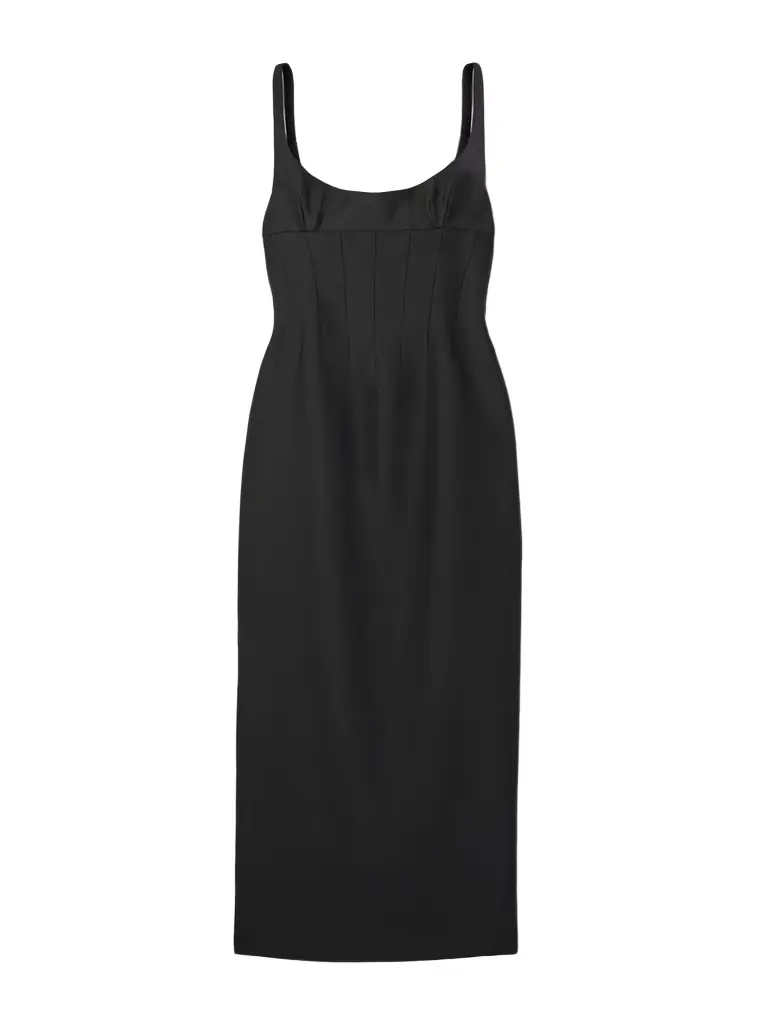 Khaite Lotte Wool And Silk-blend Midi Dress | Image 1 Khaite Lotte Wool And Silk-blend Midi Dress | Image 1