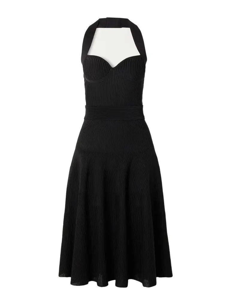 Ribbed Jersey Halterneck Midi Dress Ribbed Jersey Halterneck Midi Dress
