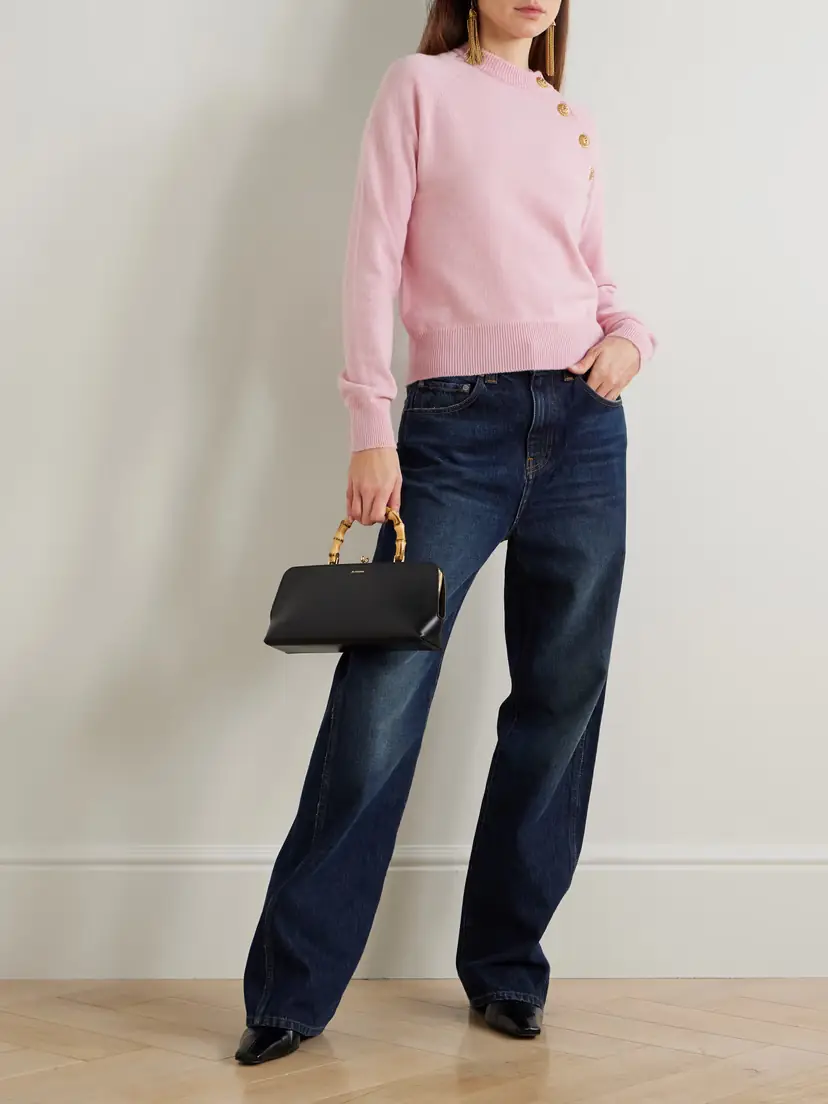 Balmain Button-embellished Cashmere And Wool-blend Sweater | Thumbnail 2 Balmain Button-embellished Cashmere And Wool-blend Sweater | Thumbnail 2
