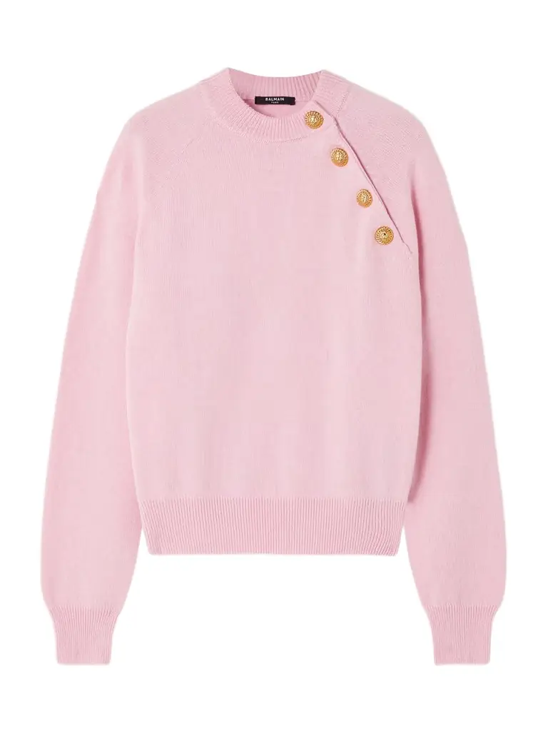 Button-embellished Cashmere And Wool-blend Sweater Button-embellished Cashmere And Wool-blend Sweater