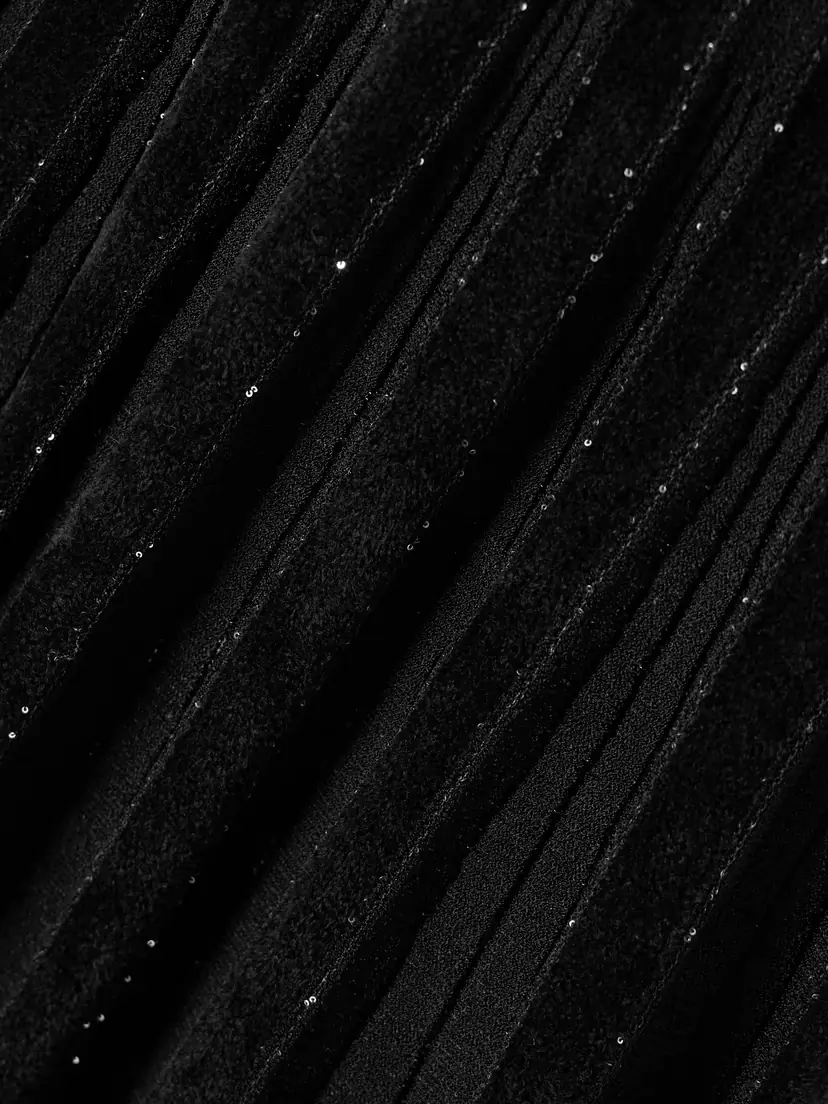 Balmain Pleated Sequin-embellished Velvet And Ribbed-knit Mini Skirt | Thumbnail 4 Balmain Pleated Sequin-embellished Velvet And Ribbed-knit Mini Skirt | Thumbnail 4