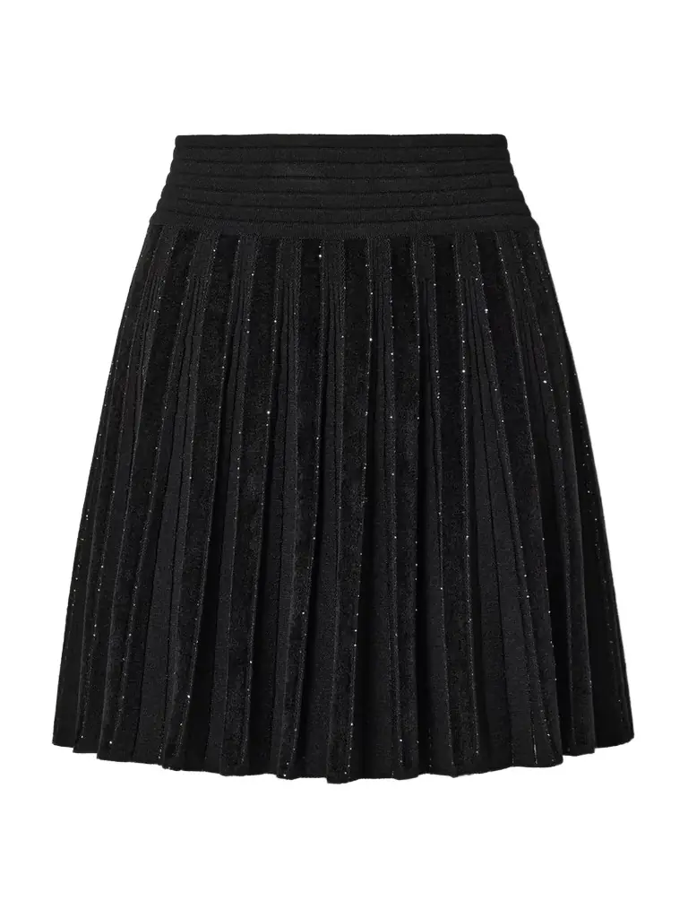 Pleated Sequin-embellished Velvet And Ribbed-knit Mini Skirt Pleated Sequin-embellished Velvet And Ribbed-knit Mini Skirt