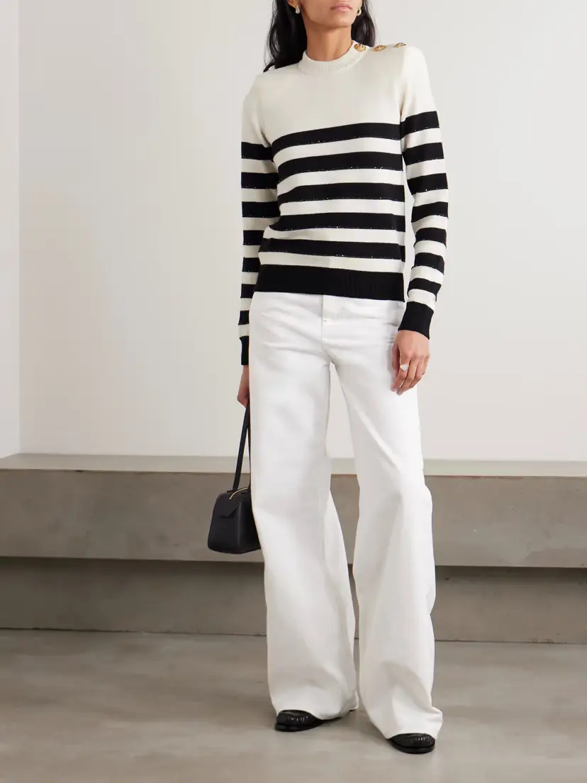 Balmain Embellished Striped Knitted Sweater | Thumbnail 2 Balmain Embellished Striped Knitted Sweater | Thumbnail 2