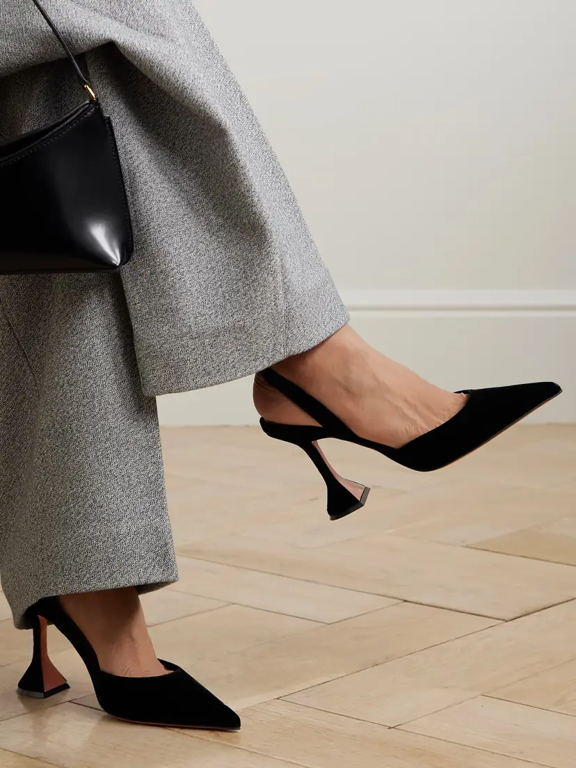 Amina Muaddi Holli 95 Velvet Slingback Pumps | Thumbnail 2 Amina Muaddi Holli 95 Velvet Slingback Pumps | Thumbnail 2