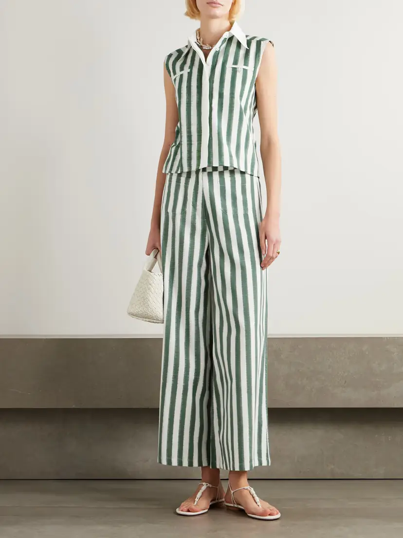 Emporio Sirenuse Adele Ikat Striped Cotton Wide-leg Pants | Thumbnail 2 Emporio Sirenuse Adele Ikat Striped Cotton Wide-leg Pants | Thumbnail 2