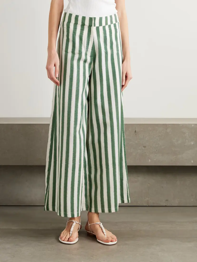 Emporio Sirenuse Adele Ikat Striped Cotton Wide-leg Pants | Thumbnail 3 Emporio Sirenuse Adele Ikat Striped Cotton Wide-leg Pants | Thumbnail 3