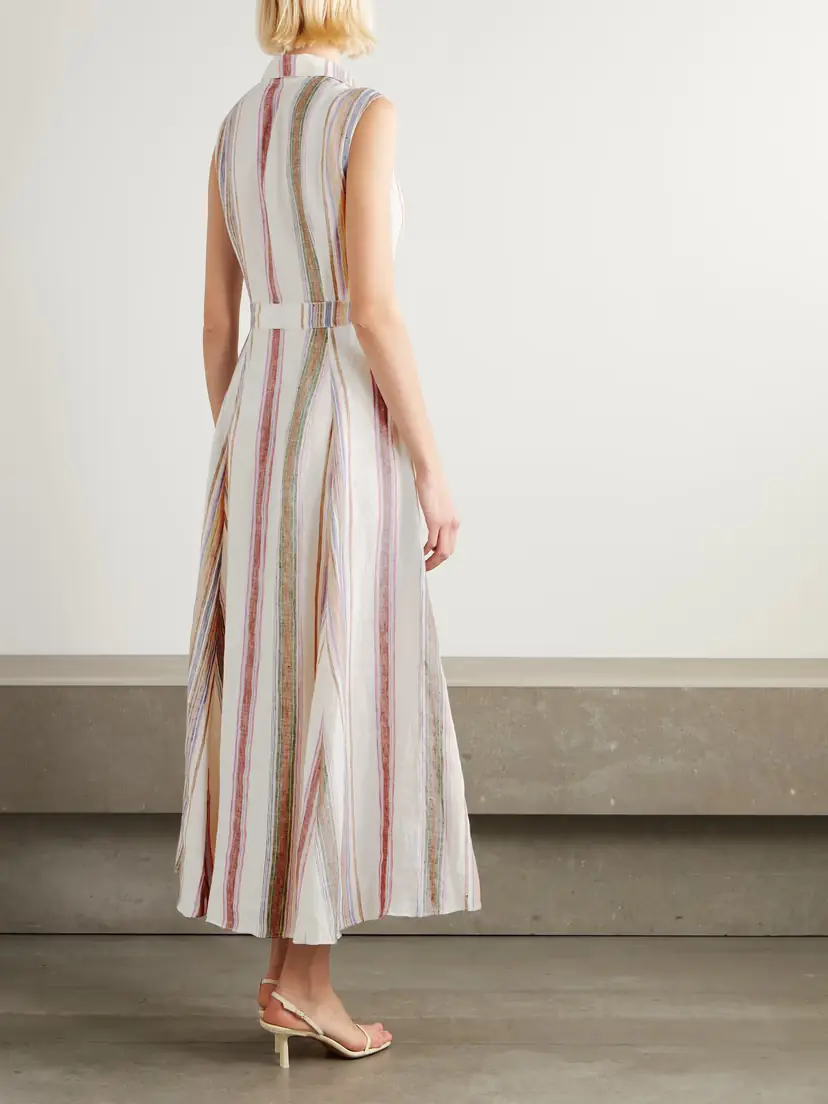 Emporio Sirenuse Milarda Belted Striped Linen Midi Dress | Thumbnail 3