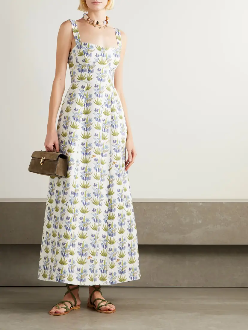 Emporio Sirenuse Azzurra Celestine Open-back Floral-print Linen And Cotton-blend Midi Dress | Thumbnail 2 Emporio Sirenuse Azzurra Celestine Open-back Floral-print Linen And Cotton-blend Midi Dress | Thumbnail 2