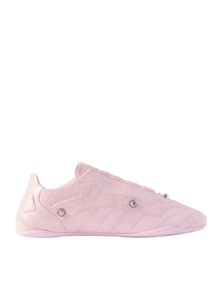 City Studded Crinkled-leather Sneakers City Studded Crinkled-leather Sneakers