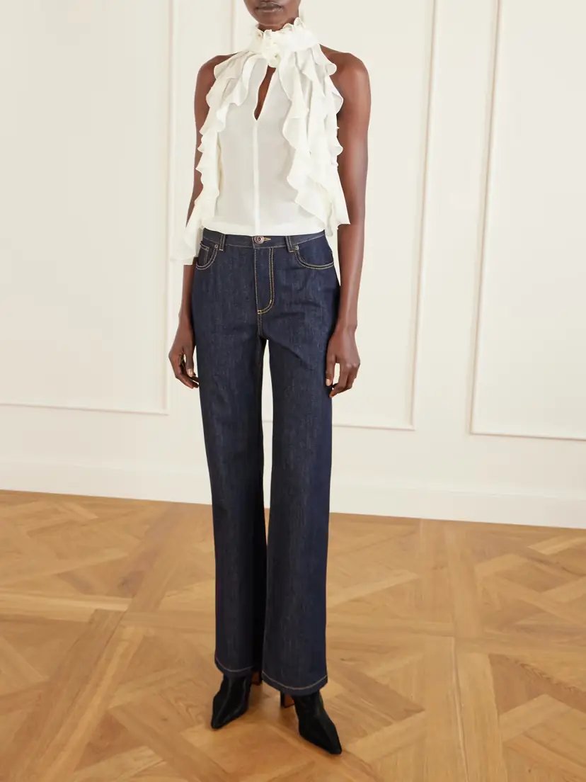 Alexander McQueen Ruffled Cutout Silk-georgette Top | Thumbnail 2 Alexander McQueen Ruffled Cutout Silk-georgette Top | Thumbnail 2