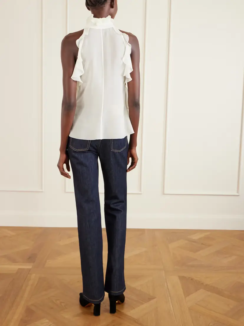 Alexander McQueen Ruffled Cutout Silk-georgette Top | Thumbnail 4 Alexander McQueen Ruffled Cutout Silk-georgette Top | Thumbnail 4
