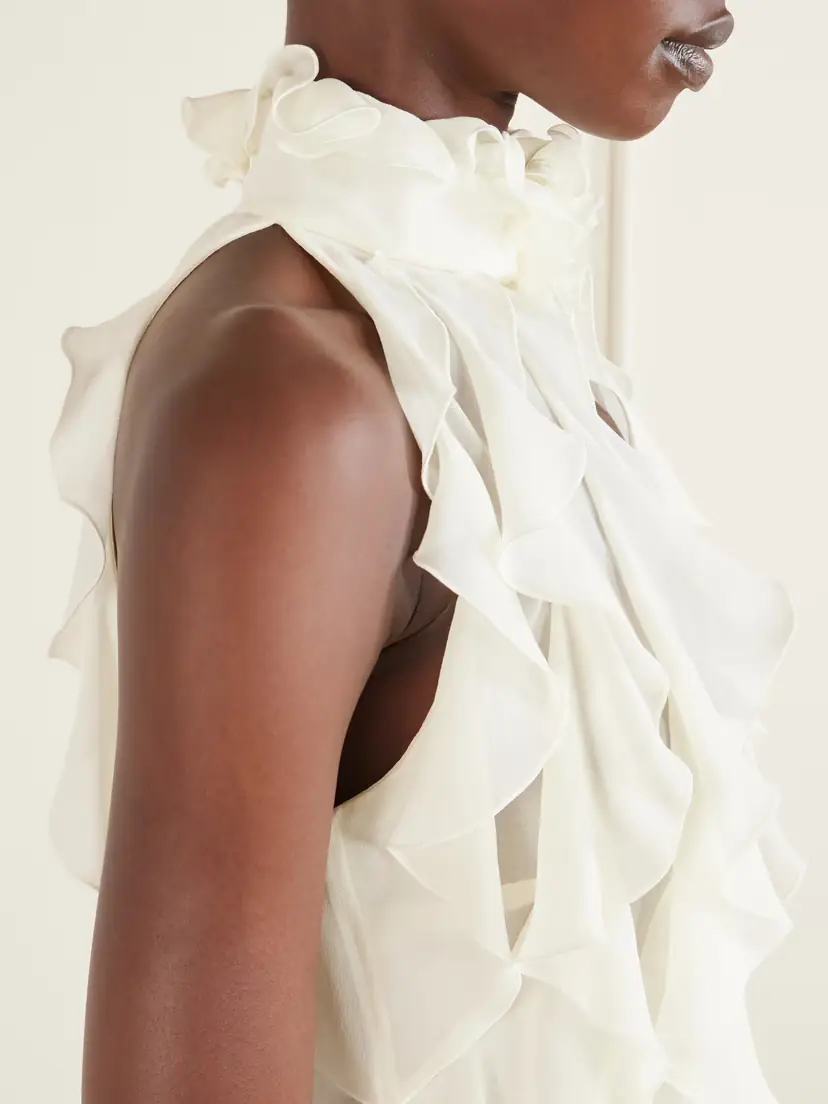 Alexander McQueen Ruffled Cutout Silk-georgette Top | Thumbnail 5 Alexander McQueen Ruffled Cutout Silk-georgette Top | Thumbnail 5
