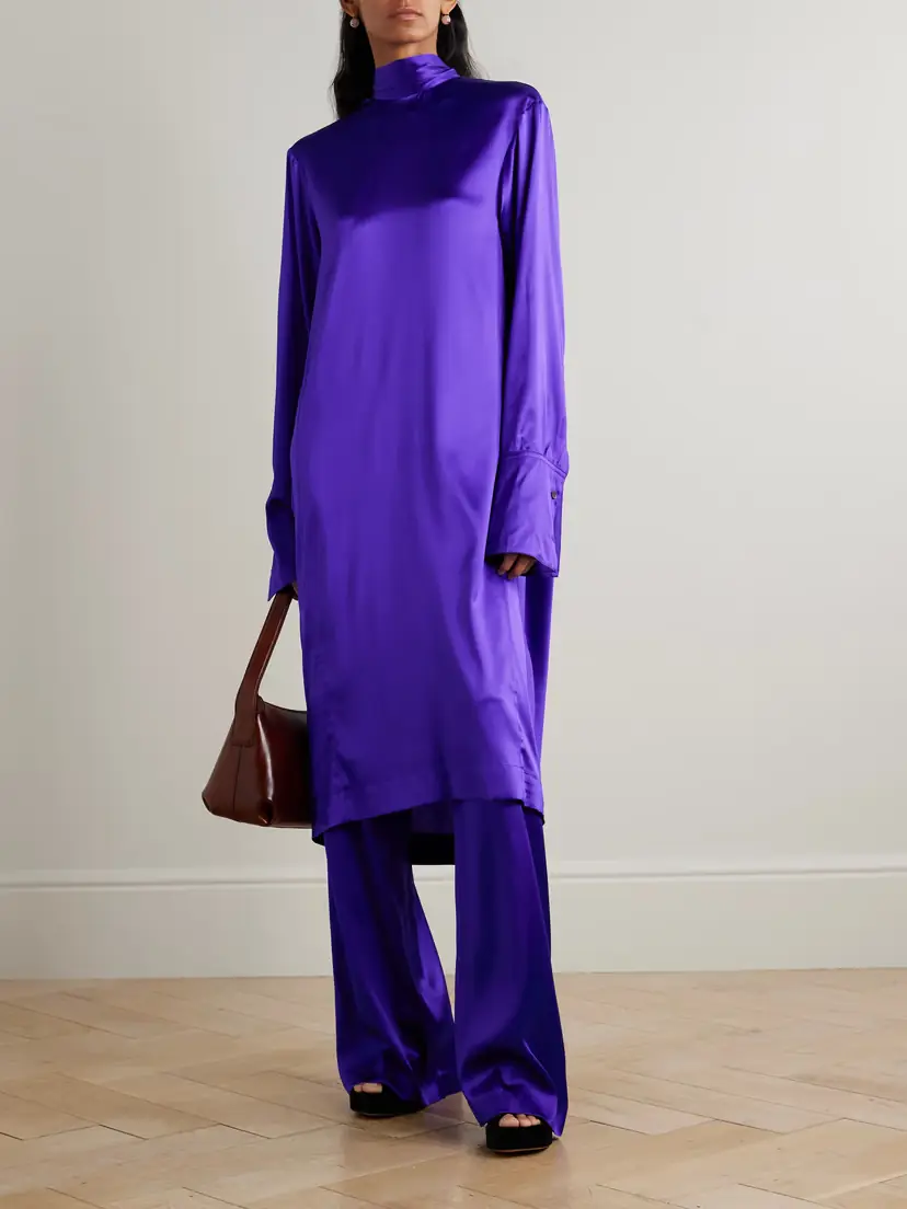 Dries Van Noten Tie-neck Stretch-silk Satin Dress | Thumbnail 2