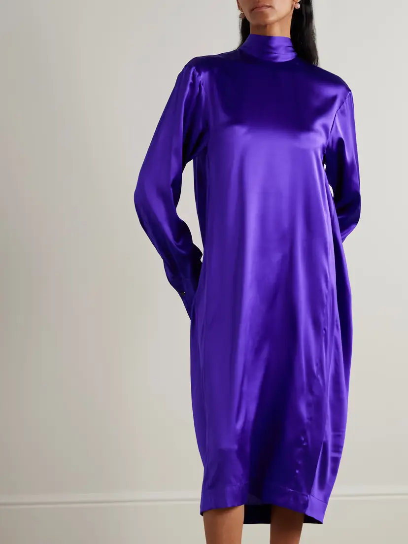 Dries Van Noten Tie-neck Stretch-silk Satin Dress | Thumbnail 3